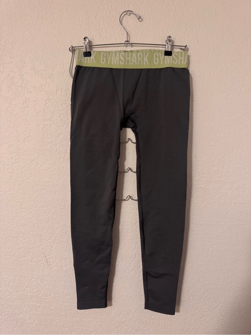 Gymshark Kids Black Leggings with Olive Green Branded Waistband
